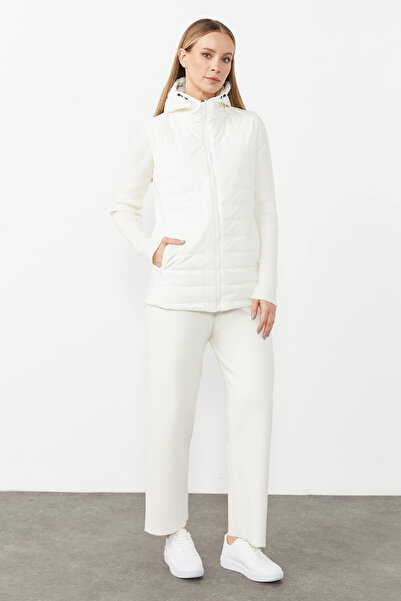 Butik Triko Knitwear Combination Hooded Quilted Vest