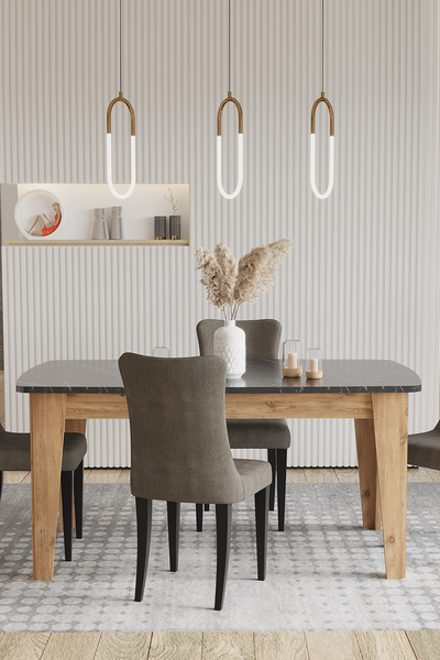 SANDALİE Avrupa Sabit 6 Kişilik Salon&Mutfak Yemek Masası - Atlantik Çam