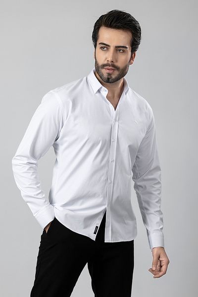 Polo Air POLO AIR MEN'S LONG SLEEVE SHIRT SLIMFIT LYCRA FABRIC PA-179 WHITE COLOR