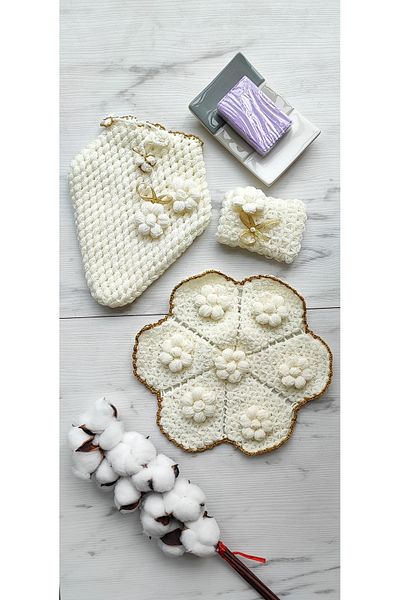 mbmh made by may hand Hand Knitted Bath Washcloth Dowry Washcloth Madebymayhand