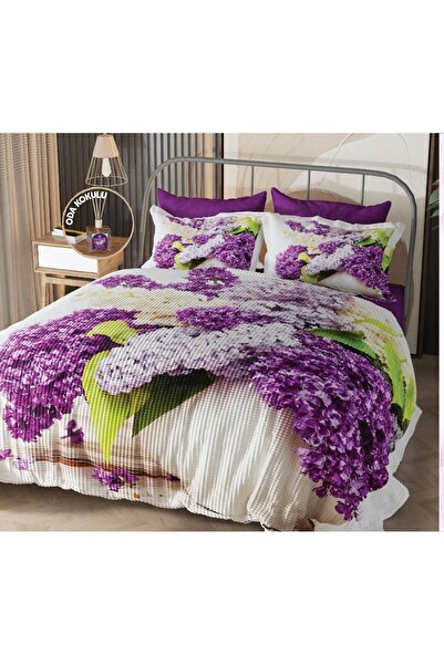 BEYZADE HOME 3D Double Perfumed Pique Set 7 Pieces Wild Flowers