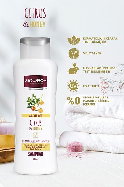 Mousson 385 ml Sulfate-Free Shampoo - Citrus and Honey Extract Determination Effect