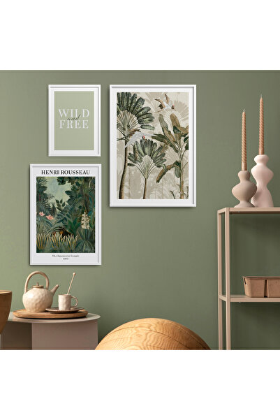 HOMEPACK 3'lü Çerçeveli Botanic Garden Tablo Seti Poster Tablo YN023