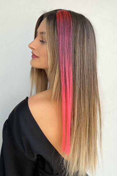 TAKIŞTIR Black - Pink Snap Side Hairpiece 50 cm