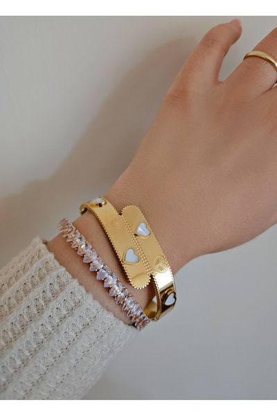 m mavi deniz accesories سوار من الفولاذ على شكل قلب مضاد للتشويه ومضاد للحساسية