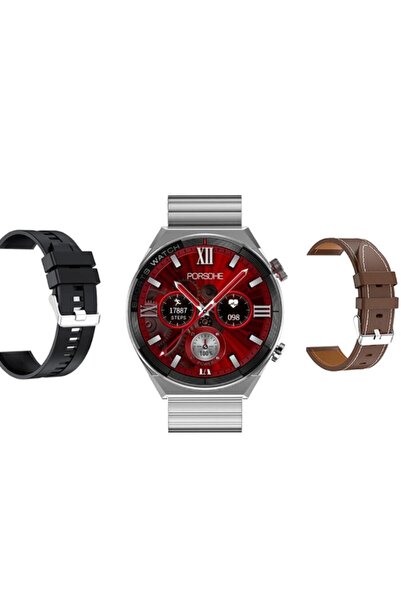 LEERFEI GT3 Max Smart watch Tam Ekran Akıllı Saat 1.45' 44mm 3 Kordonlu Siri Nfc Gps Ios ve Android Uyumlu