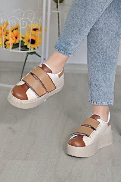 Ewen Tomm Бели дамски маратонки с дебела подметка с велкро