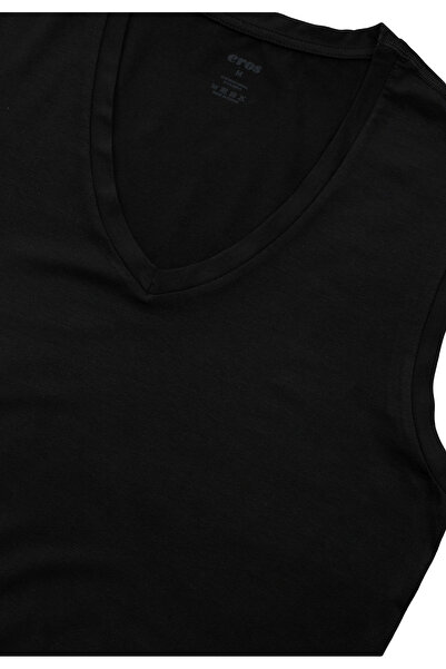 Eros Μαύρο Αμάνικο μπλουζάκι Ers053 Micro Modal με λαιμόκοψη