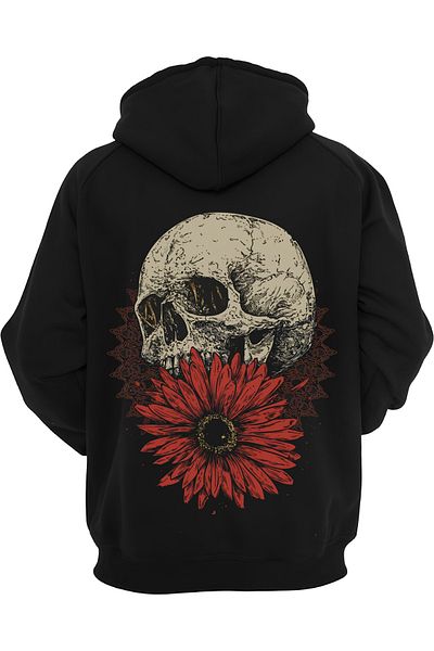 Edizen Flower Of Death Back Printed 2024 Oversize Premium 100% Cotton Hooded Sweatshirt