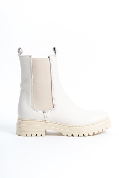 Modabuymus Kami Bej Mat Lastikli Hakiki Deri Günlük Chelsea Bot