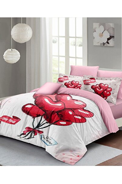 MonoHome Set de lenjerie de pat dublă King Size pentru Ziua Îndrăgostiților -...