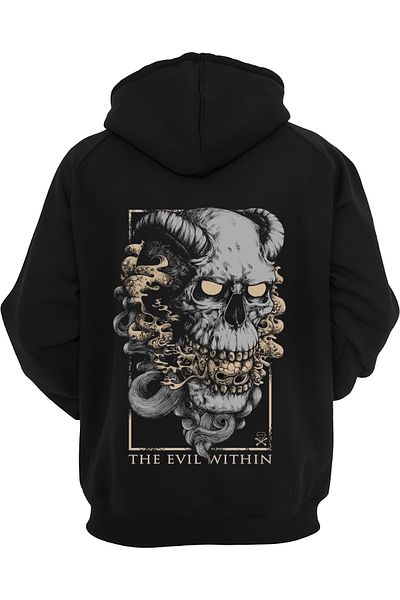 Edizen 2024 Printed - THE EVIL WHITHIM Oversize Hooded Premium βαμβακερό φούτερ
