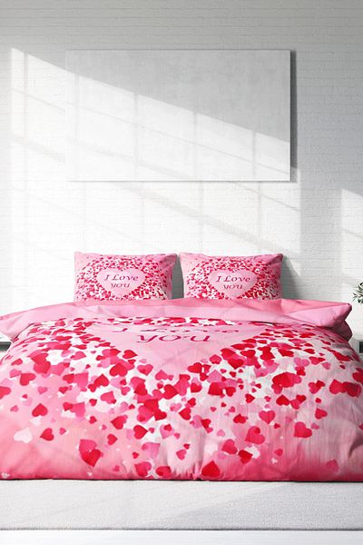 MonoHome Σετ Παπλωματοθήκη King Size Cotton Satin για την Ημέρα του Αγίου Βαλεντίνου - Διπλό, 220x240cm