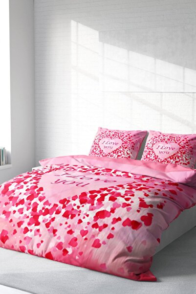 MonoHome King Size Cotton Satin Duvet Cover Set for Valentine's Day - Double, 220X240Cm