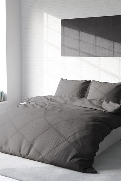 MonoHome Gray Lux Cotton Ranforce - Double King Size Duvet Cover Set 220X240Cm
