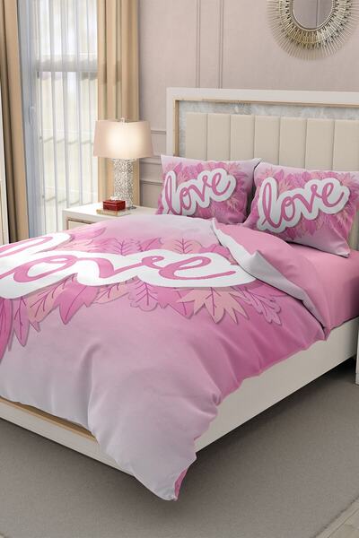 MonoHome Kıng Sıze День Святого Валентина Комплект постільної білизни для двох осіб 100% бавовна сатин 3d Спеціально для моєї любові 220x240 см