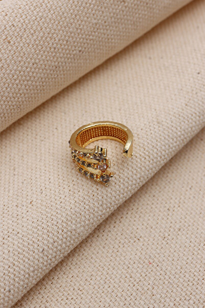 Genel Markalar Şeritli Gold Renk Ear Cuff Kıkırdak Küpe