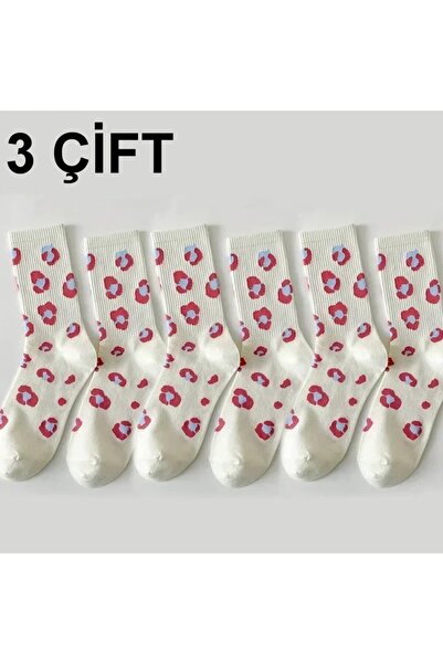 çorapmanya 3 Çift Dikişsiz Kadın Çok Renkli Aşk Mektupları / Kalp Desenli Kol...