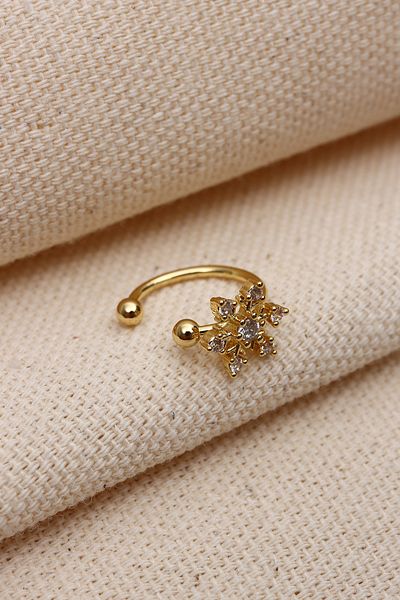 Süspüs Accessories Snowflake Ear Cuf Gold Color Cartilage Earrings (Vip)