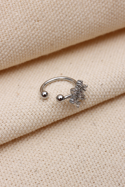 Genel Markalar Kar Tanesi Ear Cuf Gümüş Renk Kıkırdak Küpe(VİP)