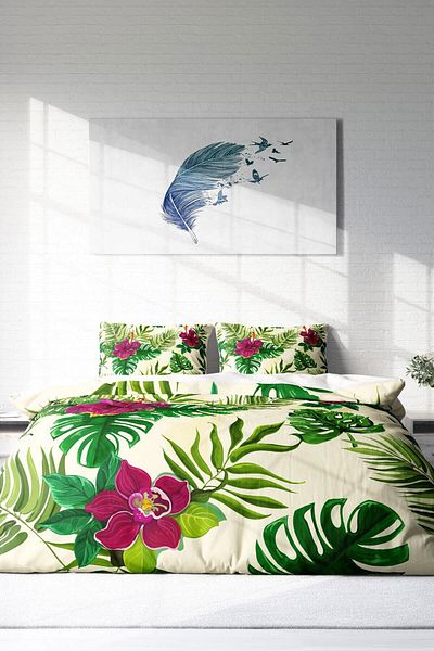 MonoHome Natural King Size Double Duvet Cover Set - Peace of the Green 220X240Cm
