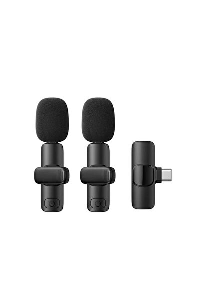 Schulzz 2in1 Kablosuz Yaka Mikrofonu Type-C Mini Mikrofon