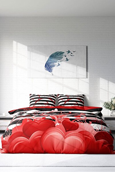 MonoHome Valentine's Day 3D King Size Double Duvet Cover Set - 220X240Cm