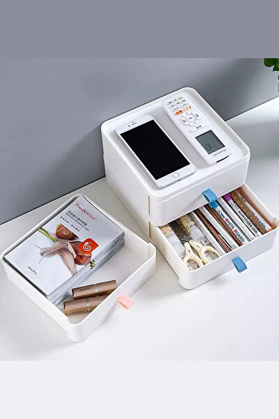 Mutfak Köşesi Набір з 2 предметів: органайзер для прикрас, косметики та макіяжу, органайзер для офісного столу, білий