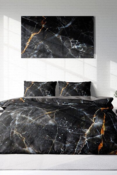 MonoHome King Size Lux Marble 3D Cotton Satin Double Duvet Cover Set 220X240Cm