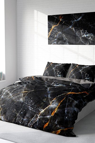 MonoHome King Size Lux Marble 3D Cotton Satin Double Duvet Cover Set 220X240Cm