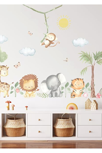 WALLHUMAN Sevimli Safari Çocuk Odası Duvar Stickerı