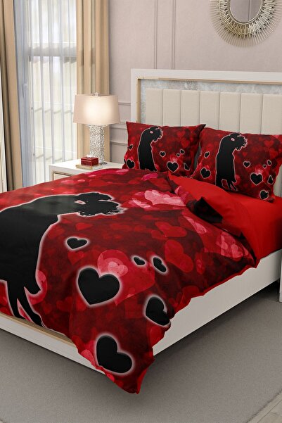 MonoHome King Size Valentine's Day Double Duvet Cover Set 100% Cotton Color of Love 220X240Cm