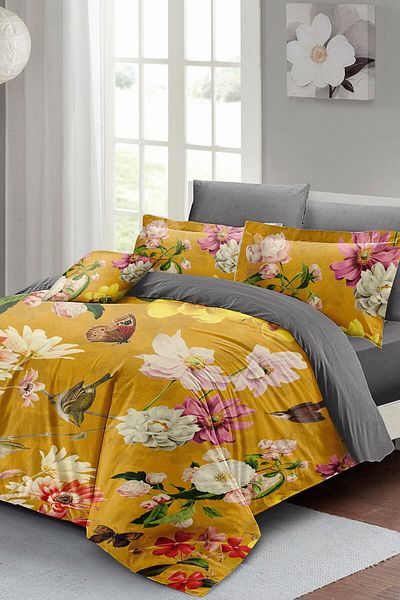 MonoHome King Size Rose Mix Double Duvet Cover Set 3D Cotton Satin 220X240Cm