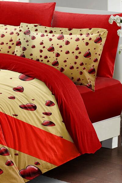 MonoHome King Size Valentine's Day Double Duvet Cover Set 100% Cotton Satin Gift 220X240Cm