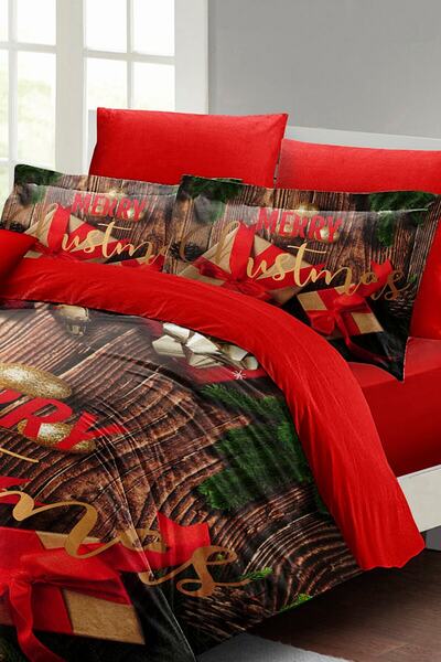 MonoHome Merry Christmas King Size Duvet Cover Set - Double 3D, Cotton Satin, 220X240Cm Gift