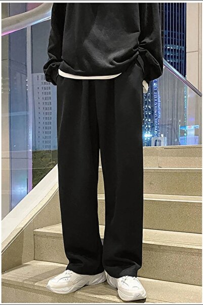 FİTGO Men's Basic Model Unprinted Comfortable Cut Tracksuit Bottom