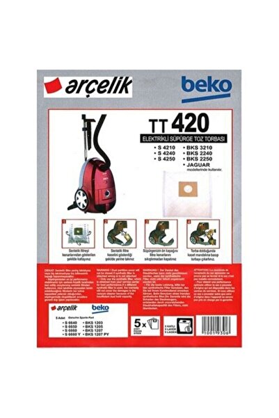 MİLYONCUAVM Arçelik Tt 420 C - 5 bucăți de saci de praf din pânză compatibile