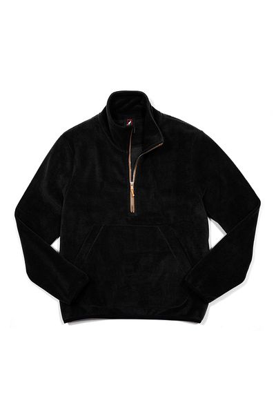 Cottonland Ανδρικό φούτερ RUBEN Half Zipper Fleece ΜΑΥΡΟ