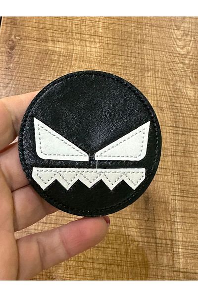Gönülden Tasarım 7X7 CM LEATHER MONSTER BLACK CRESTING PATCH STITCH HOBBY ACCESSORY