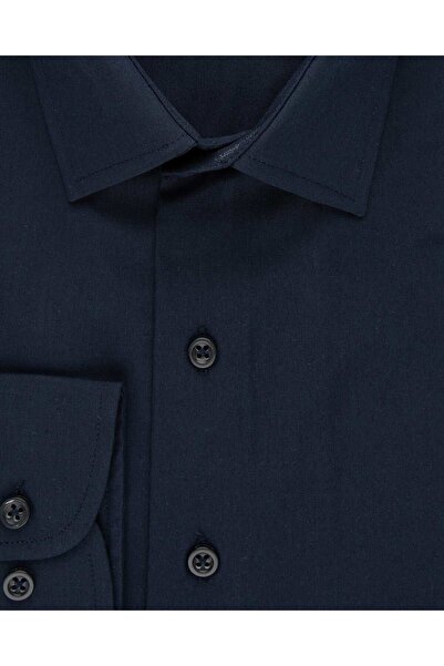 SÜVARİ Süvari Dar Kalıp Kolay Ütülenebilir Pamuklu Düz Lacivert Gömlek