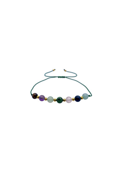 Deniz Doğal Taş Doğal Taş Yengeç Burç bilekliği Kan Taşı-Kaplan Gözü-Ametist-Pembe Kuvars-anyolit-Amazonit-Aventurin