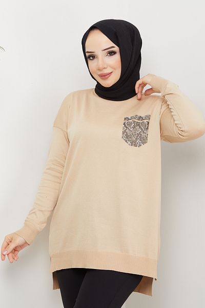 Pamuk Butik Дамска туника от мерсеризирана плетка с блясък