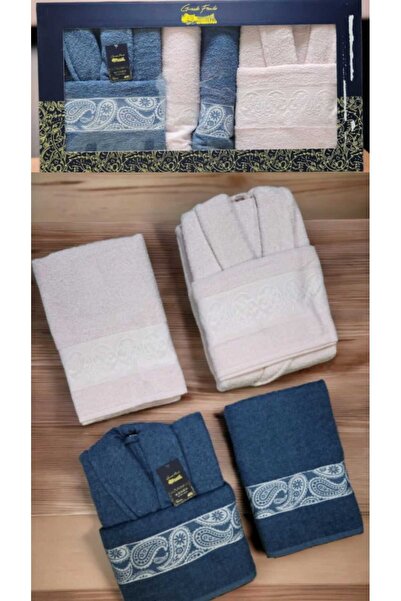 Bayev Grande Familie 6-комплектний сімейний халат і рушник для ванної кімнати РОЖЕВИЙ-СИНІЙ