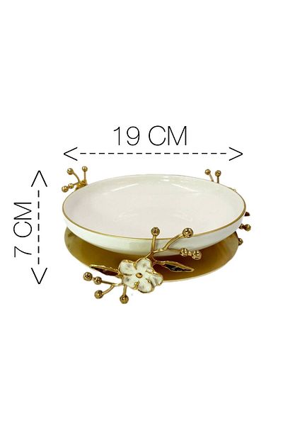 HELVACIOĞLU AKSESUAR Floral Laser Porcelain Presentation Holder 19 Cm