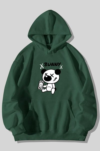 ciwi&life Unisex 2ip Raster BUNNY με στάμπα πράσινο oversize φούτερ