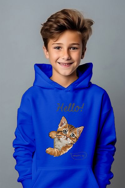 ADA BEBEK ÇOCUK Hanorac oversize cu imprimeu Hello Tommy pentru băiat