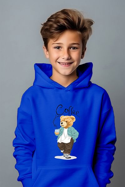 ADA BEBEK ÇOCUK Hanorac oversize cu imprimeu Boho care bea cafea pentru baieti