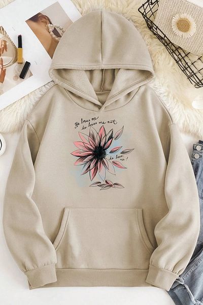 ciwi&life HE LOVE Printed Unisex Beige Oversize φούτερ - 2ip Raster