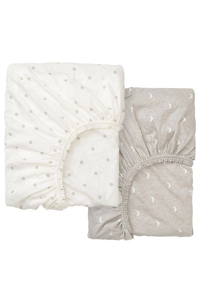 IKEA 2 Pieces Baby Sheet Set Elastic Baby White-Brown 60x120 Cm 100% Cotton