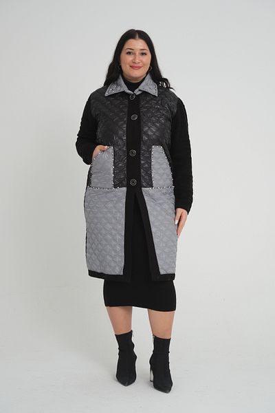 Zm Giyim zaira Stone Embroidered Collar Detail Large Size Cardigan